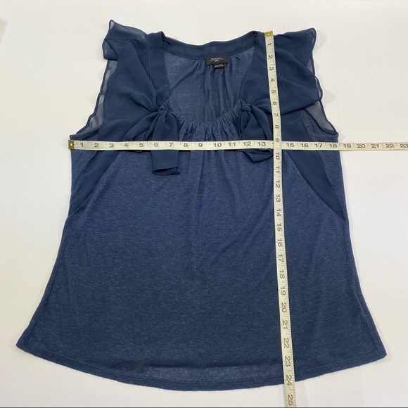 Anthropologie Deletta Linen Blue Bow Ruffle Top Small - Picture 8 of 8